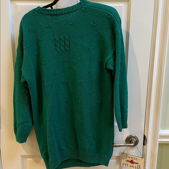 Marisa Christina Teal Christmas Sweater with Bear and Bow Design - Picture 7 of 8